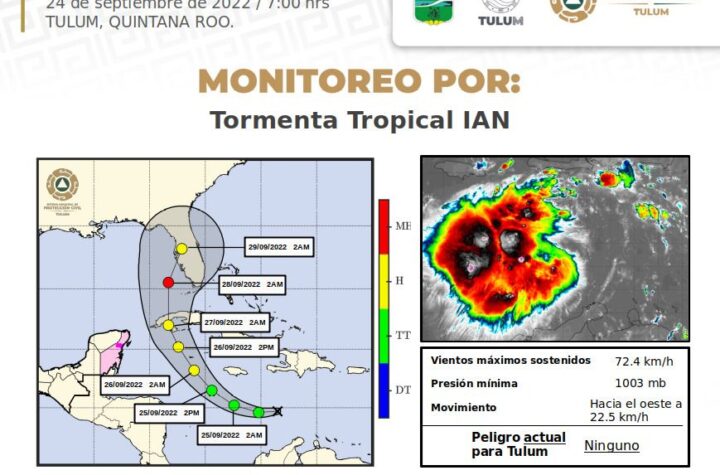 Alerta en Quintana Roo por Tormenta Tropical “Ian”